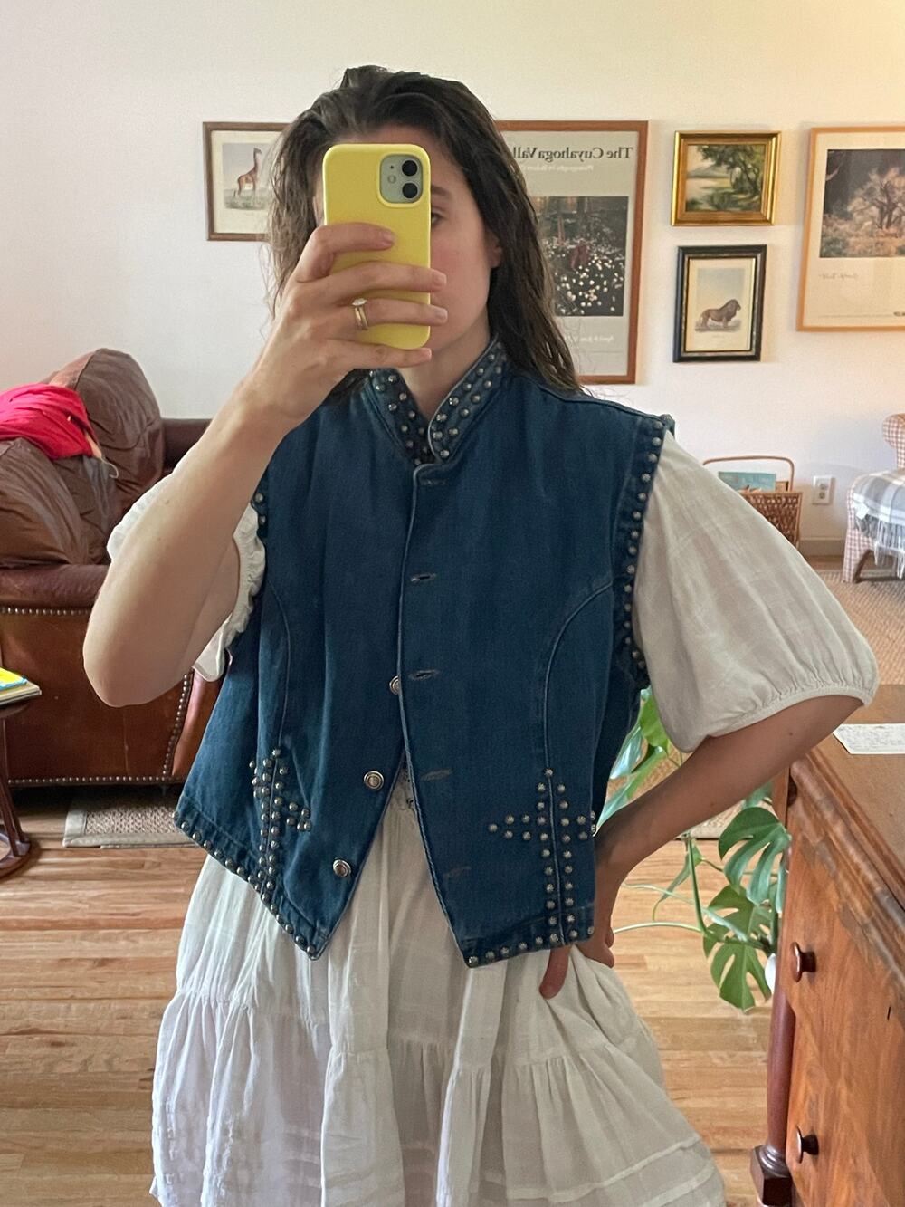 Vintage Denim Studded Gilet Vest